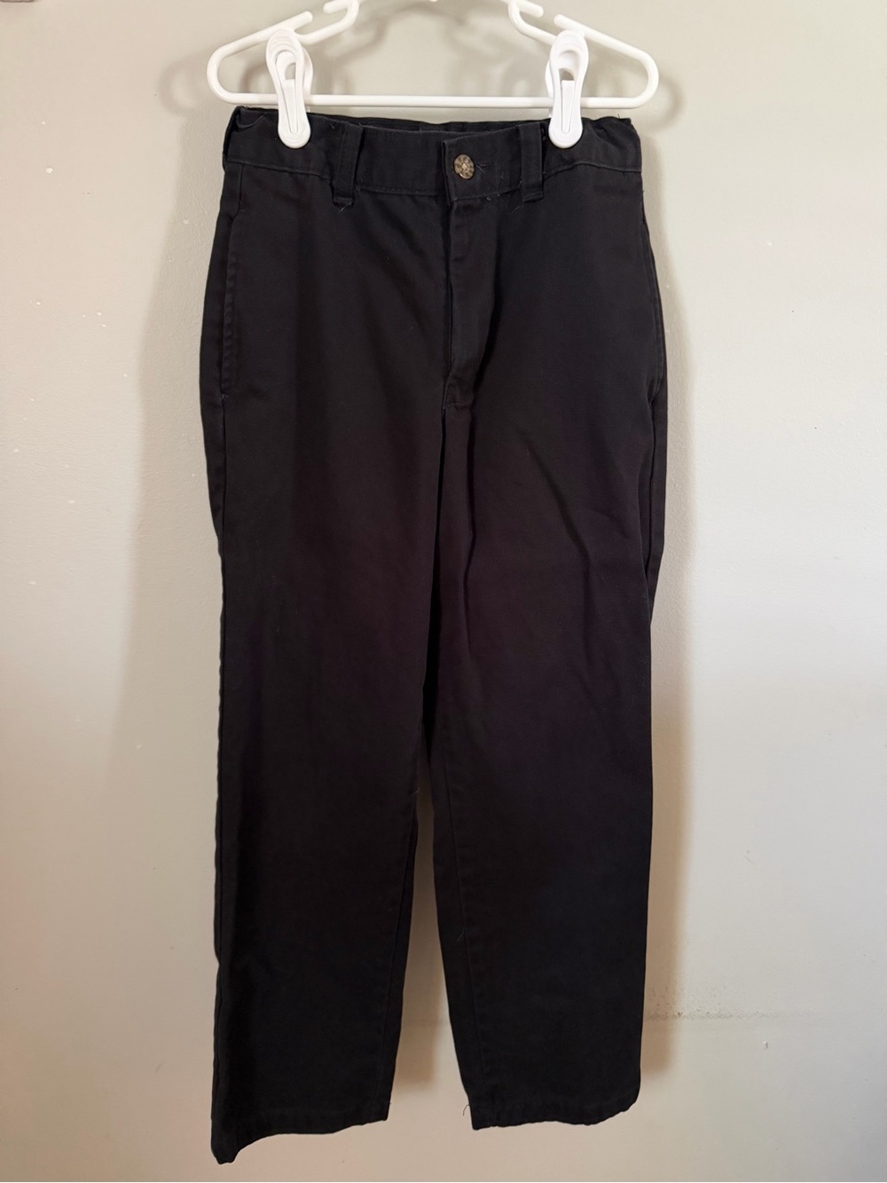 George Boys Black Chino Pants Size 8 Cotton Twill, Adjustable Waist Pockets